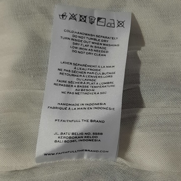 Faithful The Brand La Pineta Dress Women 12 White Black 100% Linen Short Cut Out - Picture 12 of 12